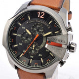 Buy Shop Diesel Mega Chief Chronograph Black Dial Brown Leather Strap Watch For Men - DZ4343 USA Online