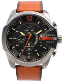 Buy Shop Diesel Mega Chief Chronograph Black Dial Brown Leather Strap Watch For Men - DZ4343 USA Online