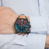 Buy Shop Diesel Mega Chief Chronograph Black Dial Brown Leather Strap Watch For Men - DZ4476 USA Online