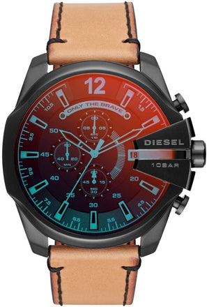 Buy Shop Diesel Mega Chief Chronograph Black Dial Brown Leather Strap Watch For Men - DZ4476 USA Online