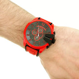 Buy Shop Diesel Mega Chief Chronograph Black Dial Red Rubber Strap Watch For Men - DZ4526 USA Online