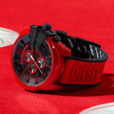 Buy Shop Diesel Mega Chief Chronograph Black Dial Red Rubber Strap Watch For Men - DZ4526 USA Online