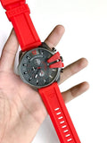 Buy Shop Diesel Mega Chief Chronograph Black Dial Red Silicone Strap Watch For Men - DZ4427 USA Online