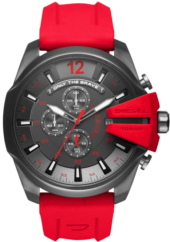 Buy Shop Diesel Mega Chief Chronograph Black Dial Red Silicone Strap Watch For Men - DZ4427 USA Online