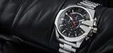 Buy Shop Diesel Mega Chief Chronograph Black Dial Silver Steel Strap Watch For Men - DZ4308 USA Online
