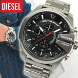Buy Shop Diesel Mega Chief Chronograph Black Dial Silver Steel Strap Watch For Men - DZ4308 USA Online