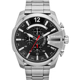Buy Shop Diesel Mega Chief Chronograph Black Dial Silver Steel Strap Watch For Men - DZ4308 USA Online