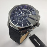 Buy Shop Diesel Mega Chief Chronograph Blue Dial Black Leather Strap Watch For Men - DZ4423 USA Online