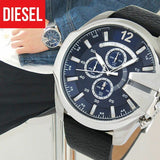 Buy Shop Diesel Mega Chief Chronograph Blue Dial Black Leather Strap Watch For Men - DZ4423 USA Online
