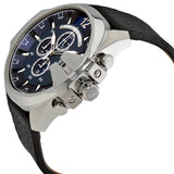 Buy Shop Diesel Mega Chief Chronograph Blue Dial Black Leather Strap Watch For Men - DZ4423 USA Online