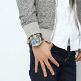 Buy Shop Diesel Mega Chief Chronograph Blue Dial Brown Leather Strap Watch For Men - DZ4281 USA Online