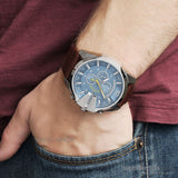 Buy Shop Diesel Mega Chief Chronograph Blue Dial Brown Leather Strap Watch For Men - DZ4281 USA Online