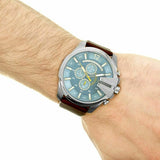 Buy Shop Diesel Mega Chief Chronograph Blue Dial Brown Leather Strap Watch For Men - DZ4281 USA Online