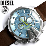 Buy Shop Diesel Mega Chief Chronograph Blue Dial Brown Leather Strap Watch For Men - DZ4281 USA Online