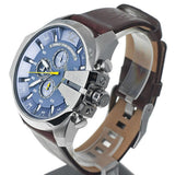 Buy Shop Diesel Mega Chief Chronograph Blue Dial Brown Leather Strap Watch For Men - DZ4281 USA Online