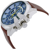 Buy Shop Diesel Mega Chief Chronograph Blue Dial Brown Leather Strap Watch For Men - DZ4281 USA Online