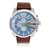 Buy Shop Diesel Mega Chief Chronograph Blue Dial Brown Leather Strap Watch For Men - DZ4281 USA Online