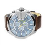 Buy Shop Diesel Mega Chief Chronograph Blue Dial Brown Leather Strap Watch For Men - DZ4281 USA Online