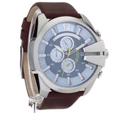 Buy Shop Diesel Mega Chief Chronograph Blue Dial Brown Leather Strap Watch For Men - DZ4281 USA Online
