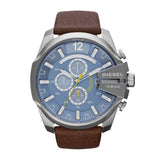 Buy Shop Diesel Mega Chief Chronograph Blue Dial Brown Leather Strap Watch For Men - DZ4281 USA Online