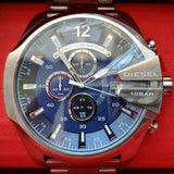 Buy Shop Diesel Mega Chief Chronograph Blue Dial Silver Steel Strap Watch For Men - DZ4417 USA Online