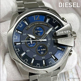 Buy Shop Diesel Mega Chief Chronograph Blue Dial Silver Steel Strap Watch For Men - DZ4417 USA Online