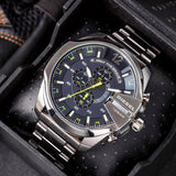 Buy Shop Diesel Mega Chief Chronograph Blue Dial Silver Steel Strap Watch For Men - DZ4465 USA Online