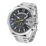 Buy Shop Diesel Mega Chief Chronograph Blue Dial Silver Steel Strap Watch For Men - DZ4465 USA Online
