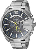 Buy Shop Diesel Mega Chief Chronograph Blue Dial Silver Steel Strap Watch For Men - DZ4465 USA Online