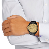 Buy Shop Diesel Mega Chief Chronograph Gold Dial Black Steel Strap Watch For Men - DZ4485 USA Online
