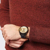 Buy Shop Diesel Mega Chief Chronograph Gold Dial Black Steel Strap Watch For Men - DZ4485 USA Online