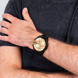 Buy Shop Diesel Mega Chief Chronograph Gold Dial Black Steel Strap Watch For Men - DZ4485 USA Online