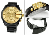 Buy Shop Diesel Mega Chief Chronograph Gold Dial Black Steel Strap Watch For Men - DZ4485 USA Online