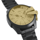 Buy Shop Diesel Mega Chief Chronograph Gold Dial Black Steel Strap Watch For Men - DZ4485 USA Online