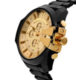 Buy Shop Diesel Mega Chief Chronograph Gold Dial Black Steel Strap Watch For Men - DZ4485 USA Online