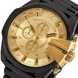 Buy Shop Diesel Mega Chief Chronograph Gold Dial Black Steel Strap Watch For Men - DZ4485 USA Online