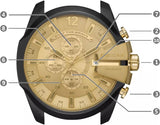 Buy Shop Diesel Mega Chief Chronograph Gold Dial Black Steel Strap Watch For Men - DZ4485 USA Online
