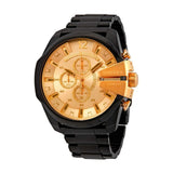 Buy Shop Diesel Mega Chief Chronograph Gold Dial Black Steel Strap Watch For Men - DZ4485 USA Online