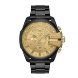 Buy Shop Diesel Mega Chief Chronograph Gold Dial Black Steel Strap Watch For Men - DZ4485 USA Online
