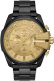 Buy Shop Diesel Mega Chief Chronograph Gold Dial Black Steel Strap Watch For Men - DZ4485 USA Online