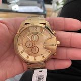 Buy Shop Diesel Mega Chief Chronograph Gold Dial Gold Steel Strap Watch For Men - DZ4360 USA Online