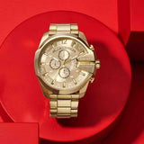 Buy Shop Diesel Mega Chief Chronograph Gold Dial Gold Steel Strap Watch For Men - DZ4360 USA Online