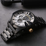 Buy Shop Diesel Mega Chief Chronograph Grey Dial Black Steel Strap Watch For Men - DZ4479 USA Online