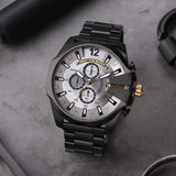 Buy Shop Diesel Mega Chief Chronograph Grey Dial Black Steel Strap Watch For Men - DZ4479 USA Online