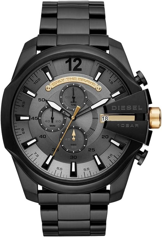 Buy Shop Diesel Mega Chief Chronograph Grey Dial Black Steel Strap Watch For Men - DZ4479 USA Online