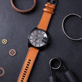 Buy Shop Diesel Mega Chief Chronograph Grey Dial Brown Leather Strap Watch For Men - DZ4463 USA Online