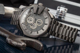 Diesel Mega Chief Chronograph Grey Dial Grey Steel Strap Watch for Men - DZ4282