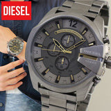 Buy Shop Diesel Mega Chief Chronograph Grey Dial Grey Steel Strap Watch For Men - DZ4466 USA Online