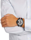 Buy Shop Diesel Mega Chief Chronograph Silver Dial Black Leather Strap Watch For Men - DZ4512 USA Online