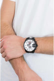 Buy Shop Diesel Mega Chief Chronograph Silver Dial Black Leather Strap Watch For Men - DZ4512 USA Online